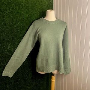 VINTAGE Haband Green Knit Sweater with Decorative Knit Collar & Cuffs